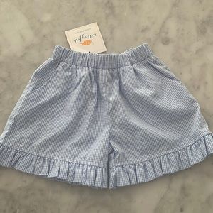 Stitchy Fish blue ruffle shorts